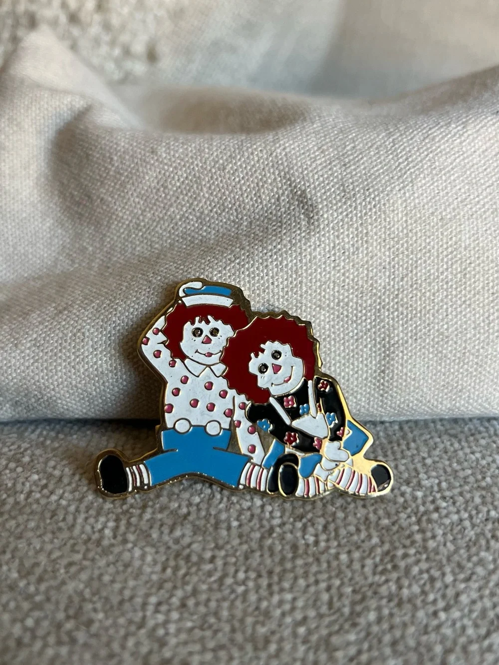 Vintage Raggedy Ann and Andy Doll Pin - Brooch